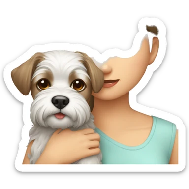 Menina com uma cachorra shitzu de laço cor clara  sticker
