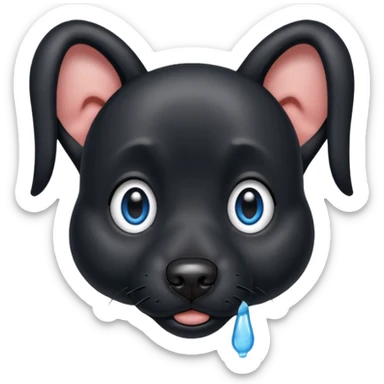 Black dog with big up ears and blue eyes sticker