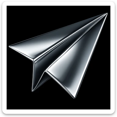 paper airplane in chrome style colorful sticker
