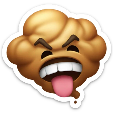 An angry poop emogji with a fart coming out sticker