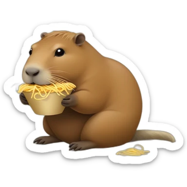 Capybara eating noodle sticker