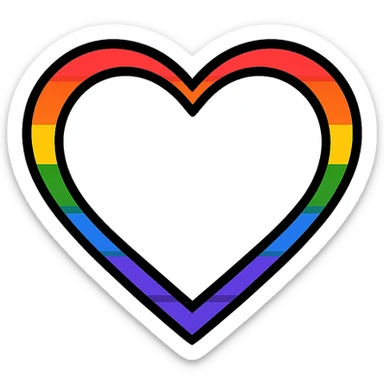 heart outlined in rainbow pride colors, white fill sticker