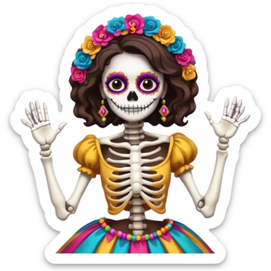 Mexican day of the dead- one female dancing skeleton  sticker