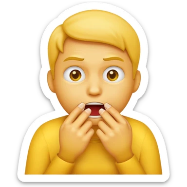 Yellow emoji figure biting nails sticker