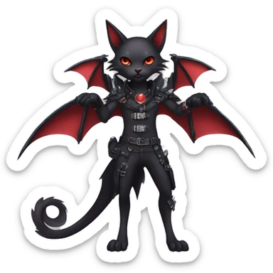cool edgy black punk red ethereal fantasy nargacuga-bat-cat-Fakemon collar harness full body sticker