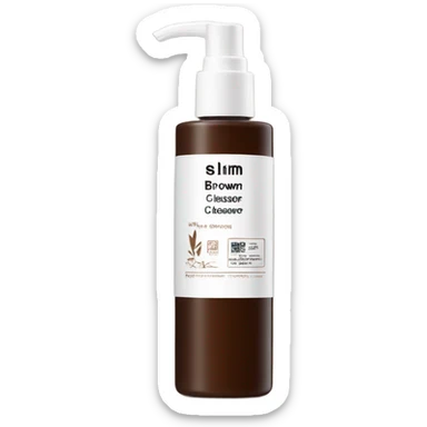 slim and tall brown oil cleanser bottle with white chinese label and white pump sticker