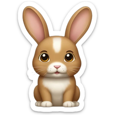 Light and dark brown Japanese rabbit with light brown ears  sticker