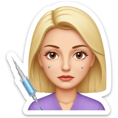 Woman taking a botox injection in the face sticker