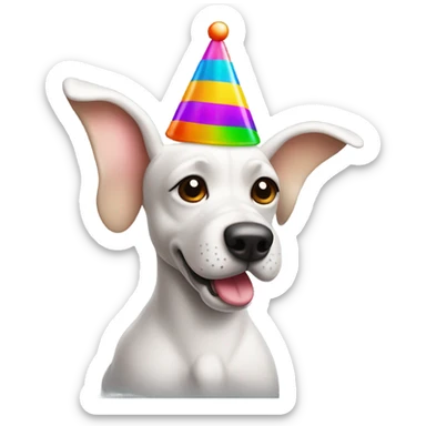 Ballon dog with party hat on sticker