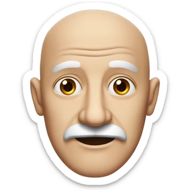 old, balding, red skinned man, with a large nose and weak mustache sticker