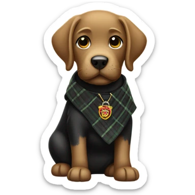 Black Labrador wearing a kilt sticker