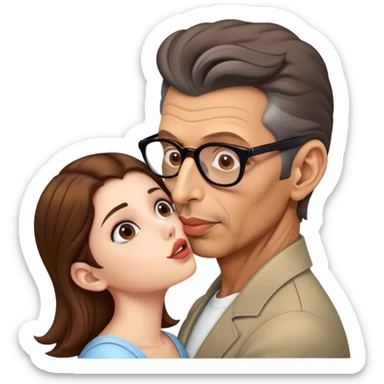 Jeff goldblum kissing brown haired girl sticker