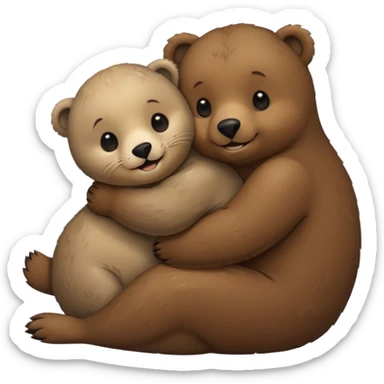 small seal hugging a brown bear sticker