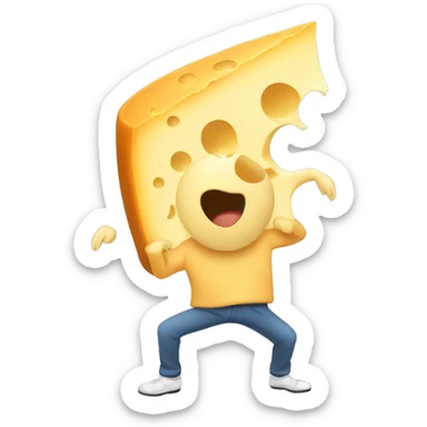 a cartoon of a cheese dancing sticker