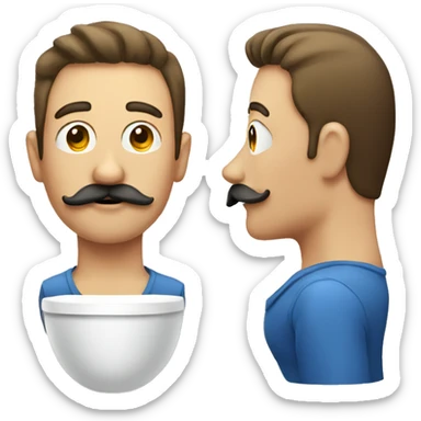 Guy with mustache in toilet  sticker