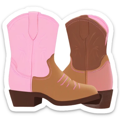Brown and baby pink cowgirl boots square toe sticker