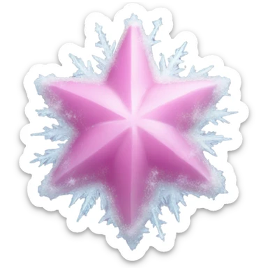 Pink ice frozen star with snow sticker
