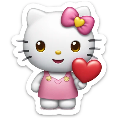 hello kitty with heart sticker