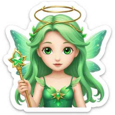 Cute fairy with wings holding glowing wand sticker