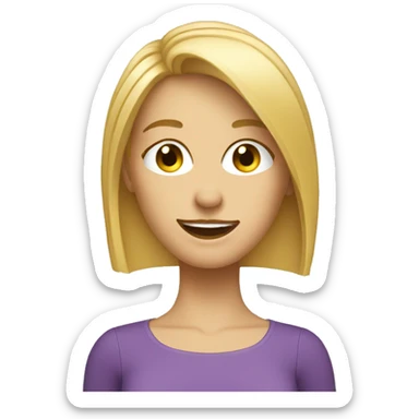 blonde straight middle length hair woman winking face sticker