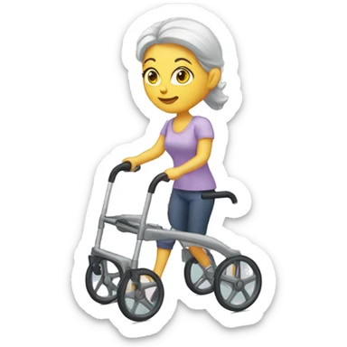 White woman with walker sticker