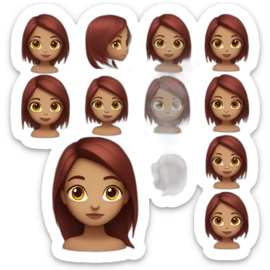 Girl bronze skin with dark red straight hair, Hanzel eyes sticker