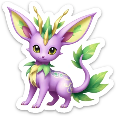 Shiny Exotic Cute Adorable Majestic Ethereal Sparkly Flygon-Espeon-Leafeon-Shaymin-Hybrid-Creature with pattern-markings sticker