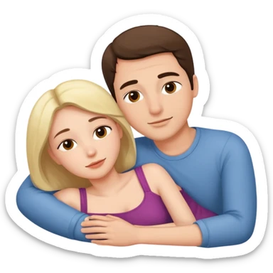 Naked man and woman laying together sticker