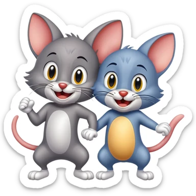 Tom and Jerry cartoon characters sticker