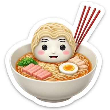 make the bowl of the ramen with a cute face and no face on the noodles and 2 chopsticks only sticker