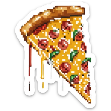 pizza slice with cheese stretching sticker