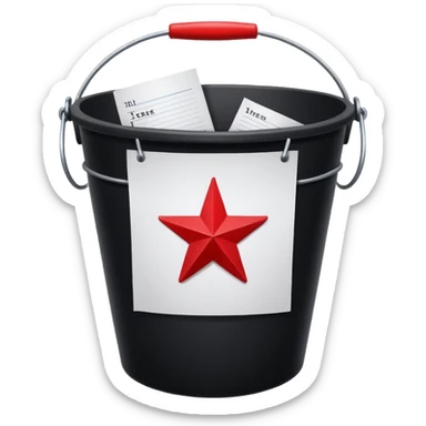 black bucket paper with names in it with red texas on front  sticker