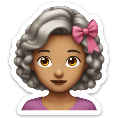 girl with bow and brown eyes sticker