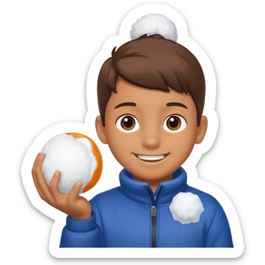 kid with sweated holding snowball sticker