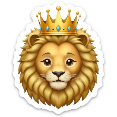 cute lion head with crown on top sticker