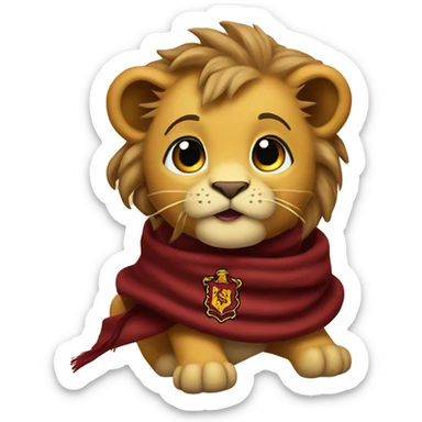 Roaring Gryffindor baby lion scarf hogwarts sticker