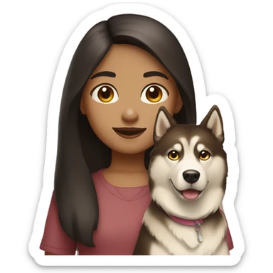A girl Dark brown  hair next to a light dorée  Husky sticker