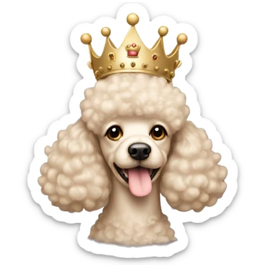 Face of a light beige poodle with a crown on her head sticker