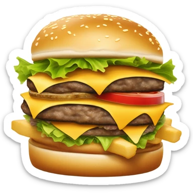 Double cheeseburger and French fries  sticker