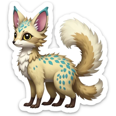 Feral Rare Fantasy colorful Vernid-Trico-species by LiLaiRa, random markings, tufted tail, tufted ears, full body sticker