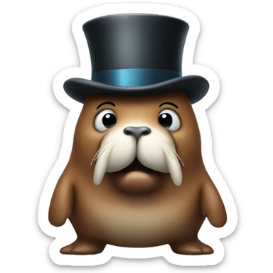 Walrus with a top hat dancing sticker