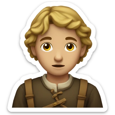 Sad European peasant child sticker