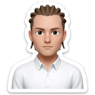 white male with no mustache conrow braids sticker