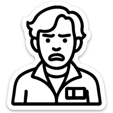 Squid Game Season 2 character, individual portrait, simple facial features, dramatic expression, black and white outline sticker