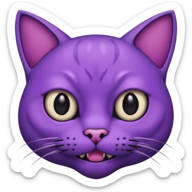 Scary purple cat fully black eye and mouth sticker