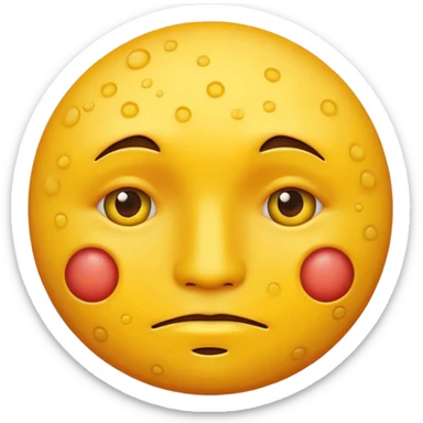 A circular yellow face with many close together face herpes sores sticker