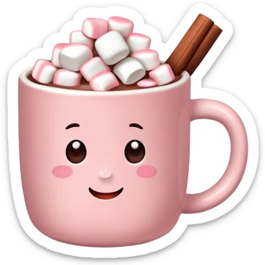 Light Pink mug of hot chocolate with marshmallows  sticker