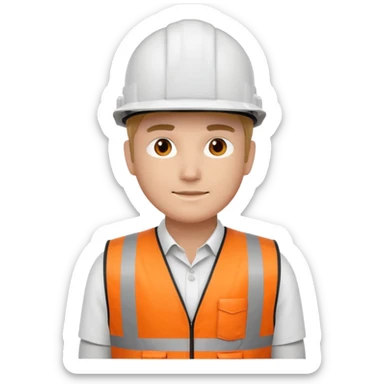 Ingeniero chaleco naranja con casco color blanco sticker