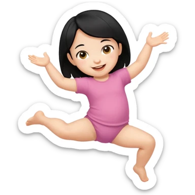 少少黑色頭髮bb開心打開腳跳舞 sticker