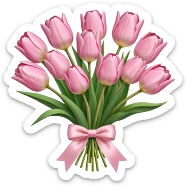 light pink tulips bouquet with light pink bow sticker